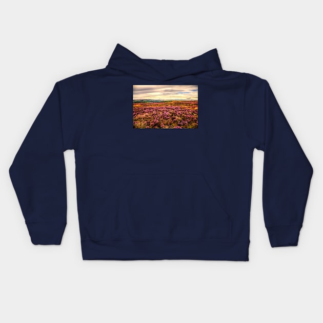 Pink Heather On The Yorkshire Moors Kids Hoodie by tommysphotos